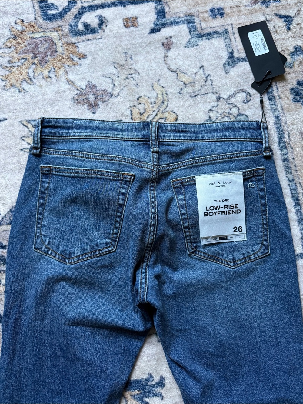 rag & bone Medium Blue Low-Rise Boyfriend Jeans